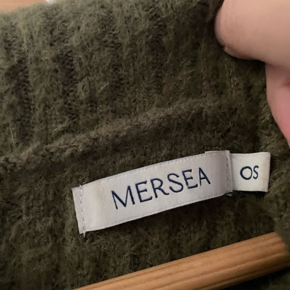 Mersea Chalet Cowl Neck Sweater Olive Ribbed Cozy - Picture 5 of 10